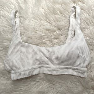 Aerie: White Ribbed Bikini Top